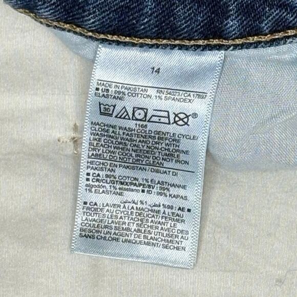 Old Navy High-Rise O.G. Straight  Button Fly Raw Edge Jeans Women's 14 Med Blue - Picture 6 of 11